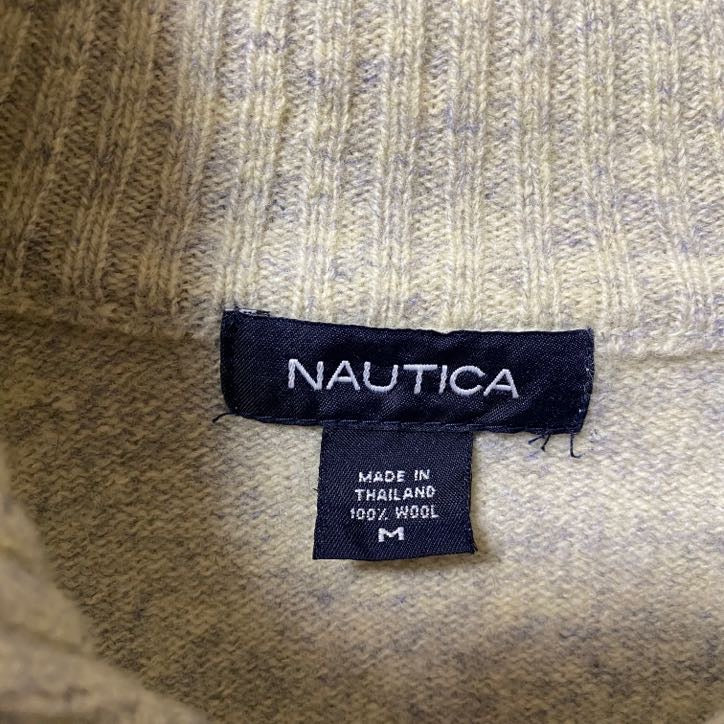 古着 used NAUTICA ノーティカ 長袖ハーフシップニット セーター アーガイル柄 ハイネック 秋冬服 Mサイズ