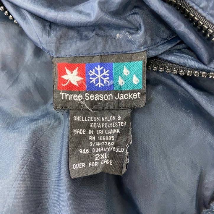 90s~ Three Season Jacket アノラックパーカー フリースジャケット リバーシブル ネイビー イエロー 2XLサイズ