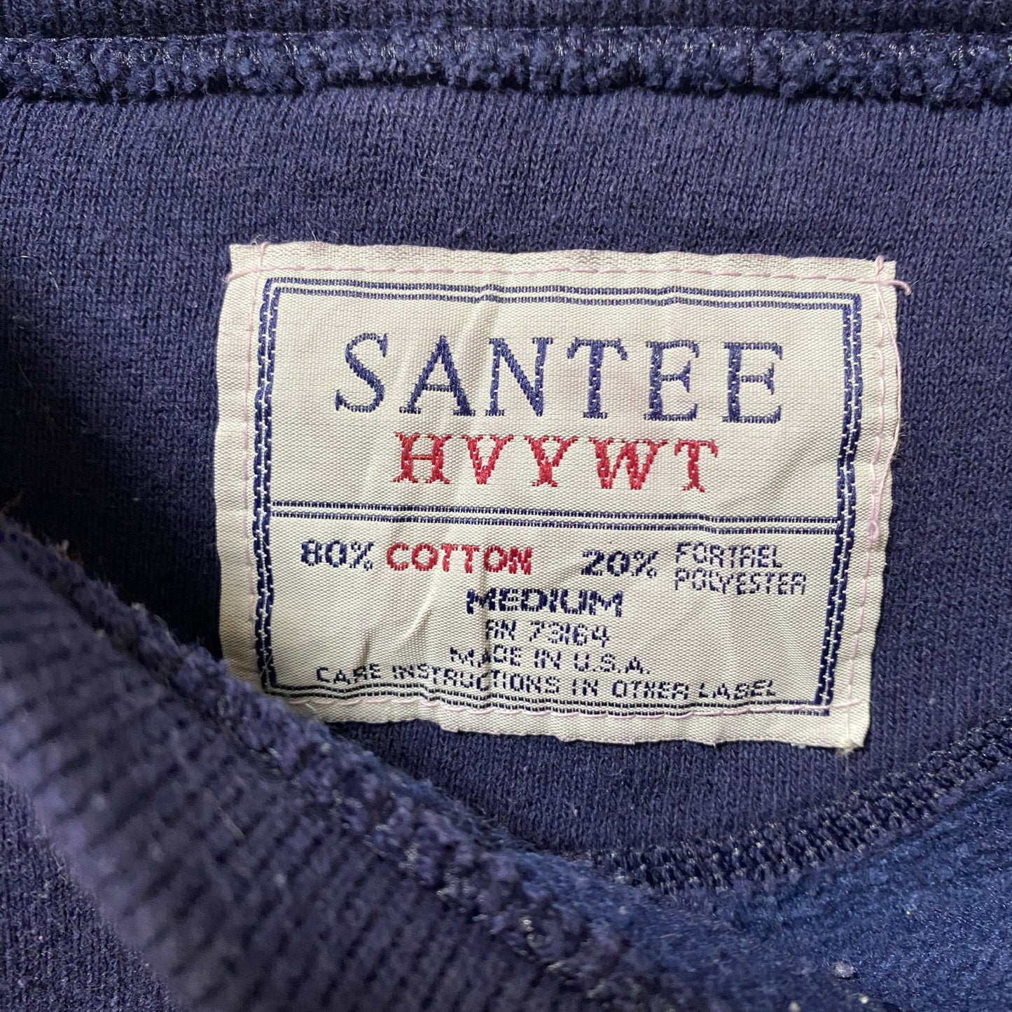古着 used SANTEE USA製 長袖プリントスウェット トレーナー NYPD Vガゼット ネイビー Mサイズ