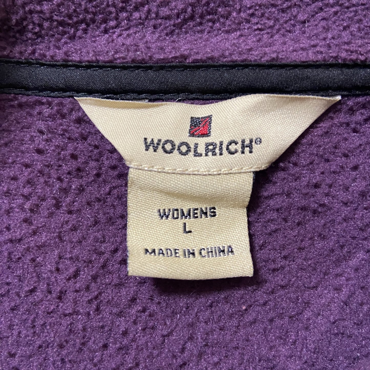 古着 used WOOLRICH ウールリッチ ハイネックフリースベスト 無地 シンプル ノームコア 紫 パープル Lサイズ