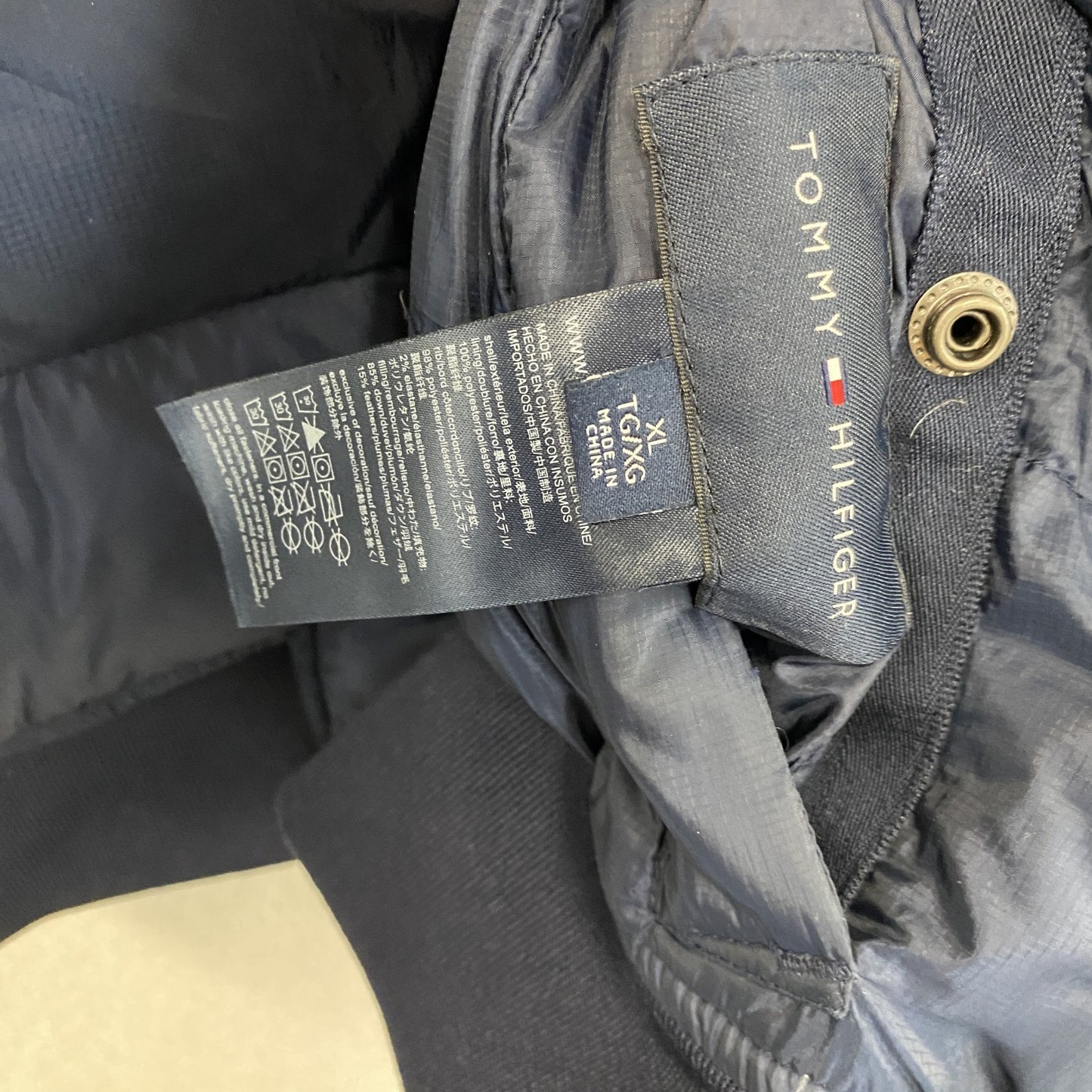 TOMMY HILFIGER トミーヒルフィガー リバーシブルダウンジャケット ダウン85% 紺 ネイビー XLサイズ
