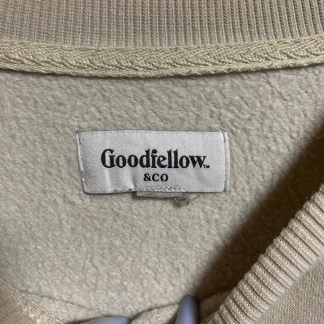 古着 used Goodfellow&co 長袖クルーネックスウェット トレーナー ライン切り替え 白 緑 秋冬服