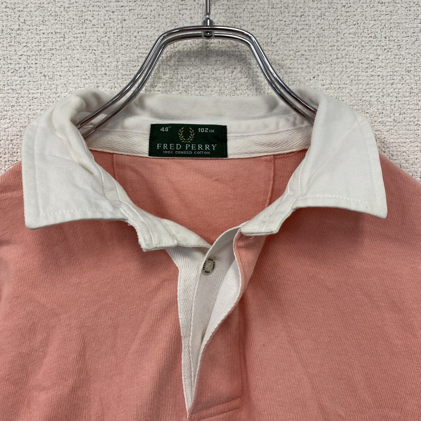 FRED PERRY フレッドペリー 長袖ラガーシャツ ピンク 40サイズ