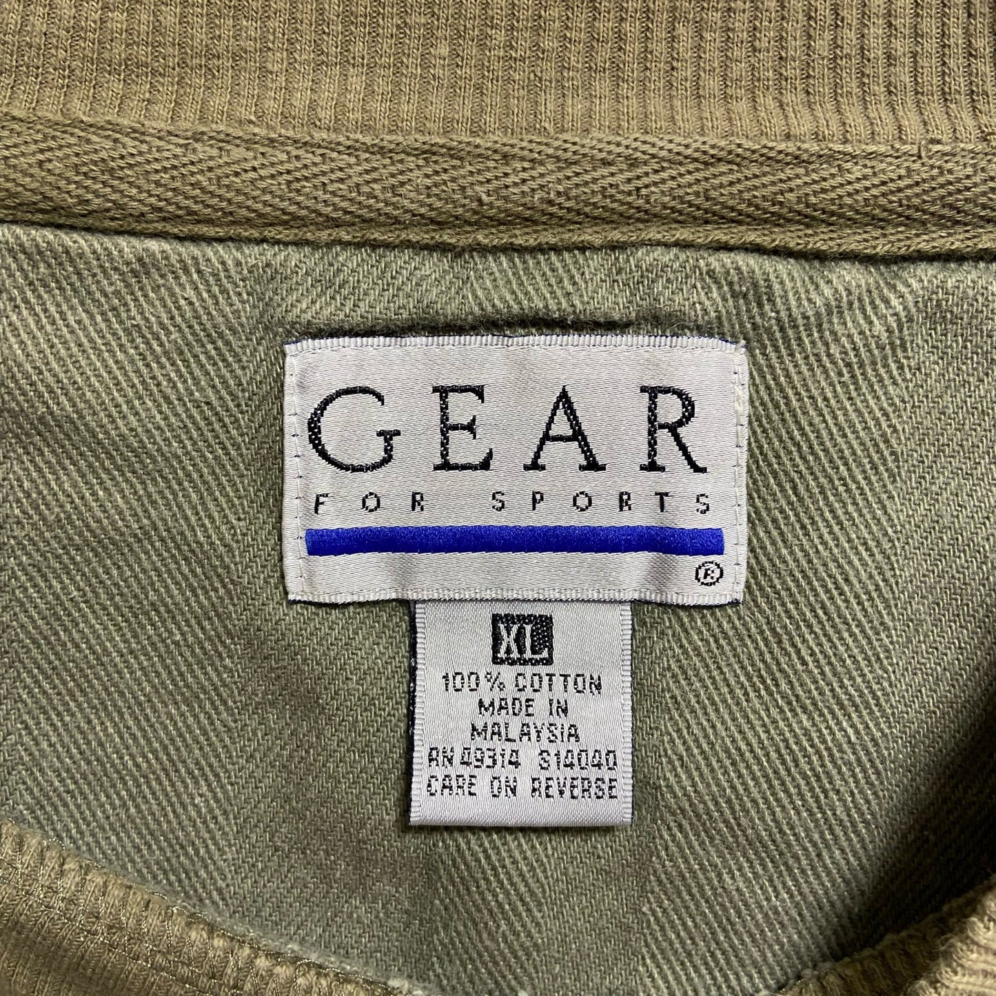 古着 used 90s 00s GEAR 長袖リンガープリントスウェット トレーナー カーキ オリーブ オーバーサイズ XLサイズ