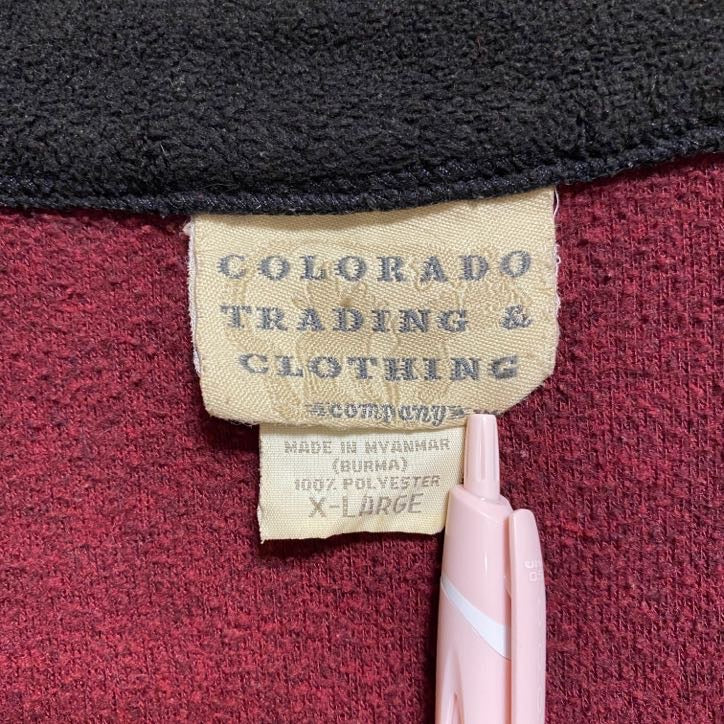 古着 used COLORADO TRADING&CLOTHING 長袖ハーフジップフリースジャケット ワインレッド XLサイズ