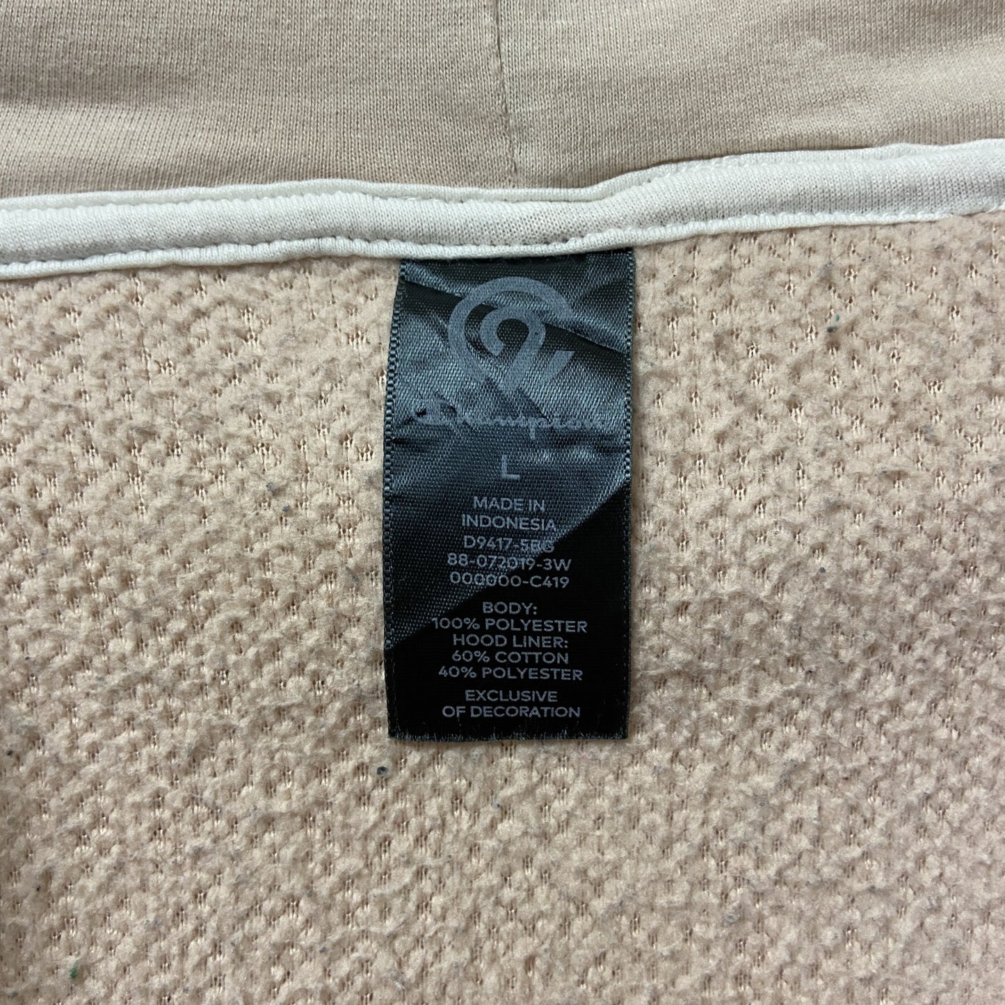 古着 used C9 Champion チャンピオン 長袖フリースジャケット フルジップパーカー 薄ピンク Lサイズ