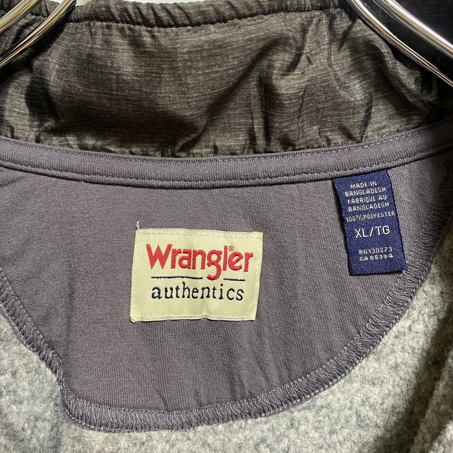 古着 used Wrangler ラングラー 長袖ハーフジップフリースジャケット ノームコア グレー XLサイズ