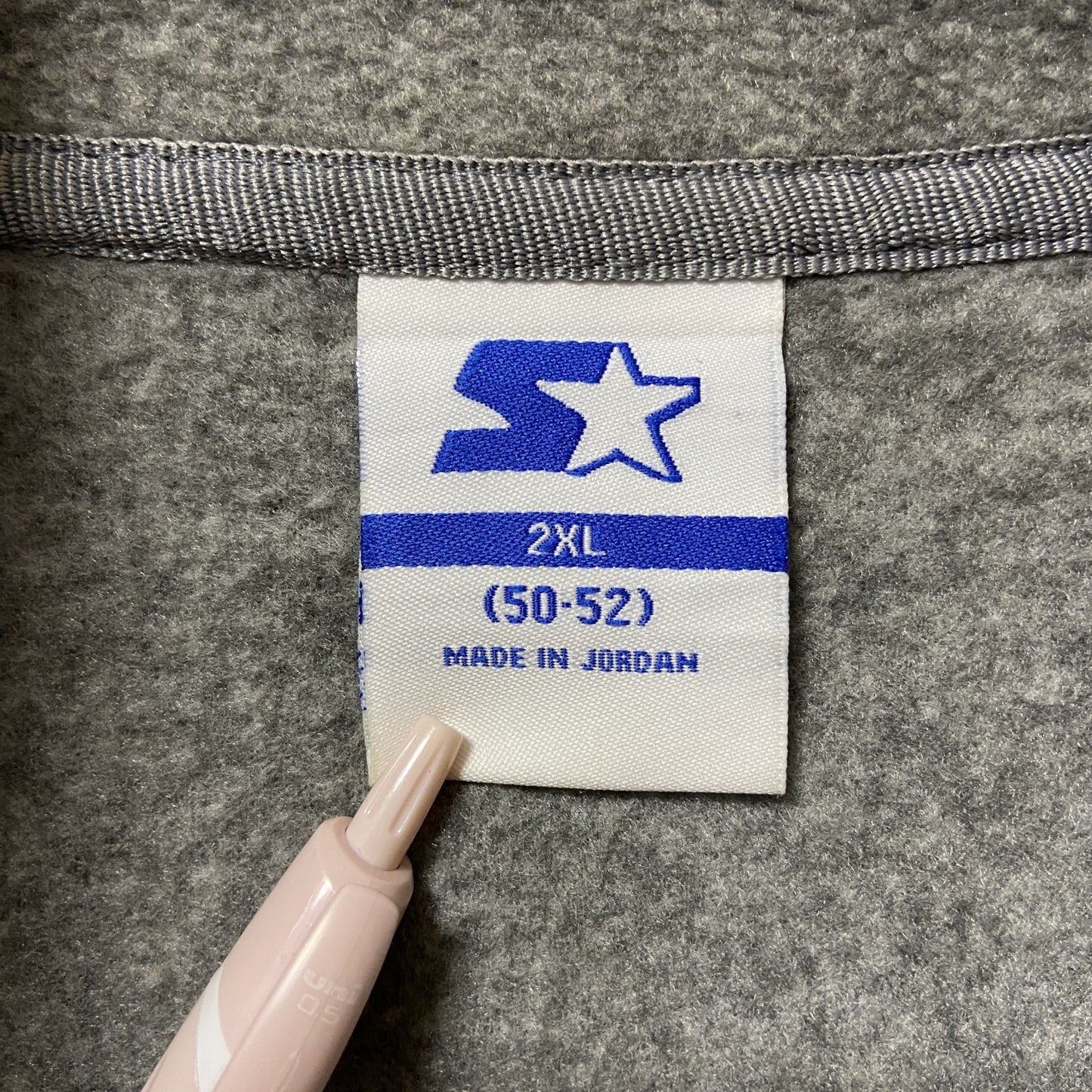 古着 used STARTER スターター 長袖ハイネックフリースジャケット フルジップアウター ロゴ刺繍 グレー XXLサイズ