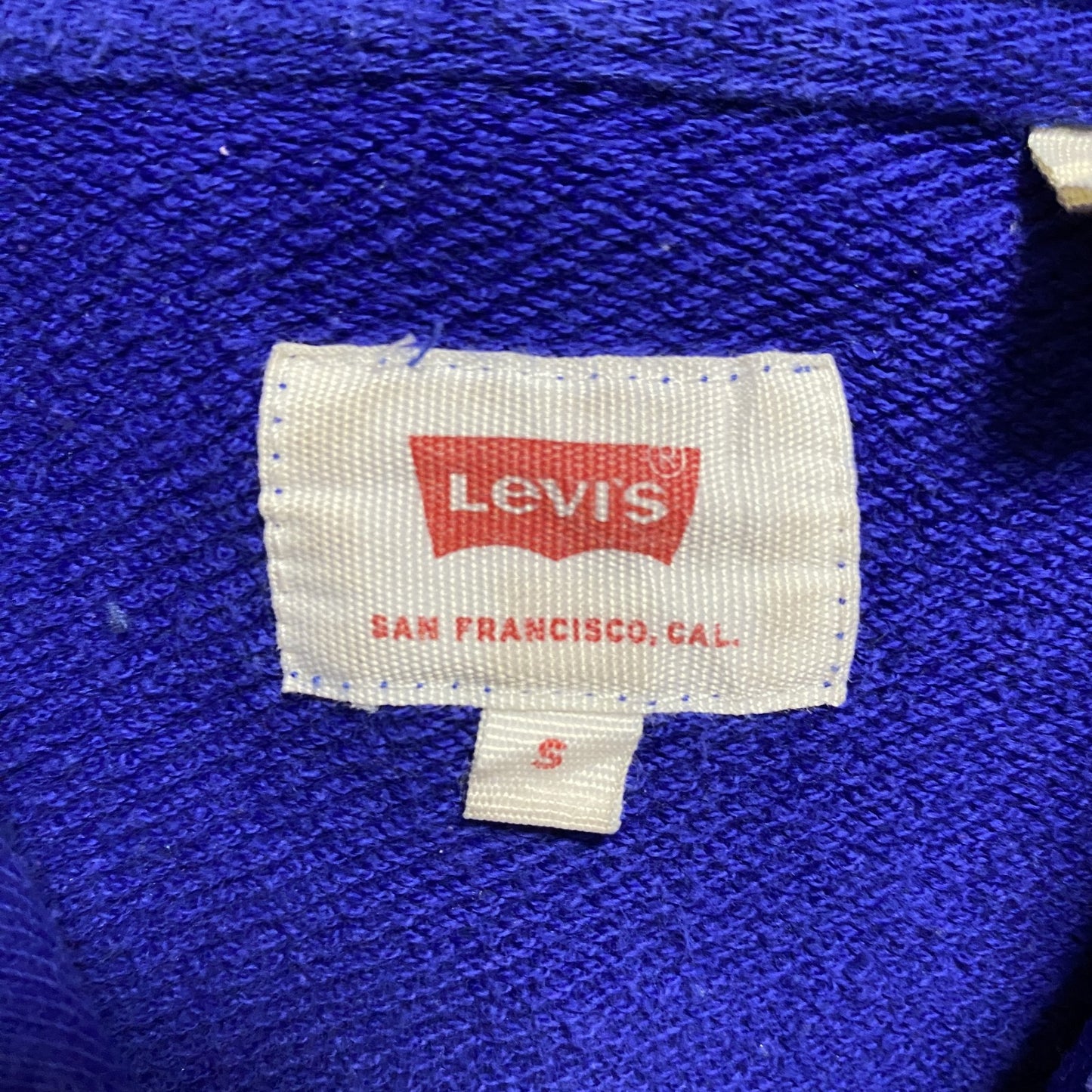 古着 used LEVIS リーバイス 長袖フロントプリントパーカー スウェットプルオーバー 青 ブルー 秋冬服 Sサイズ