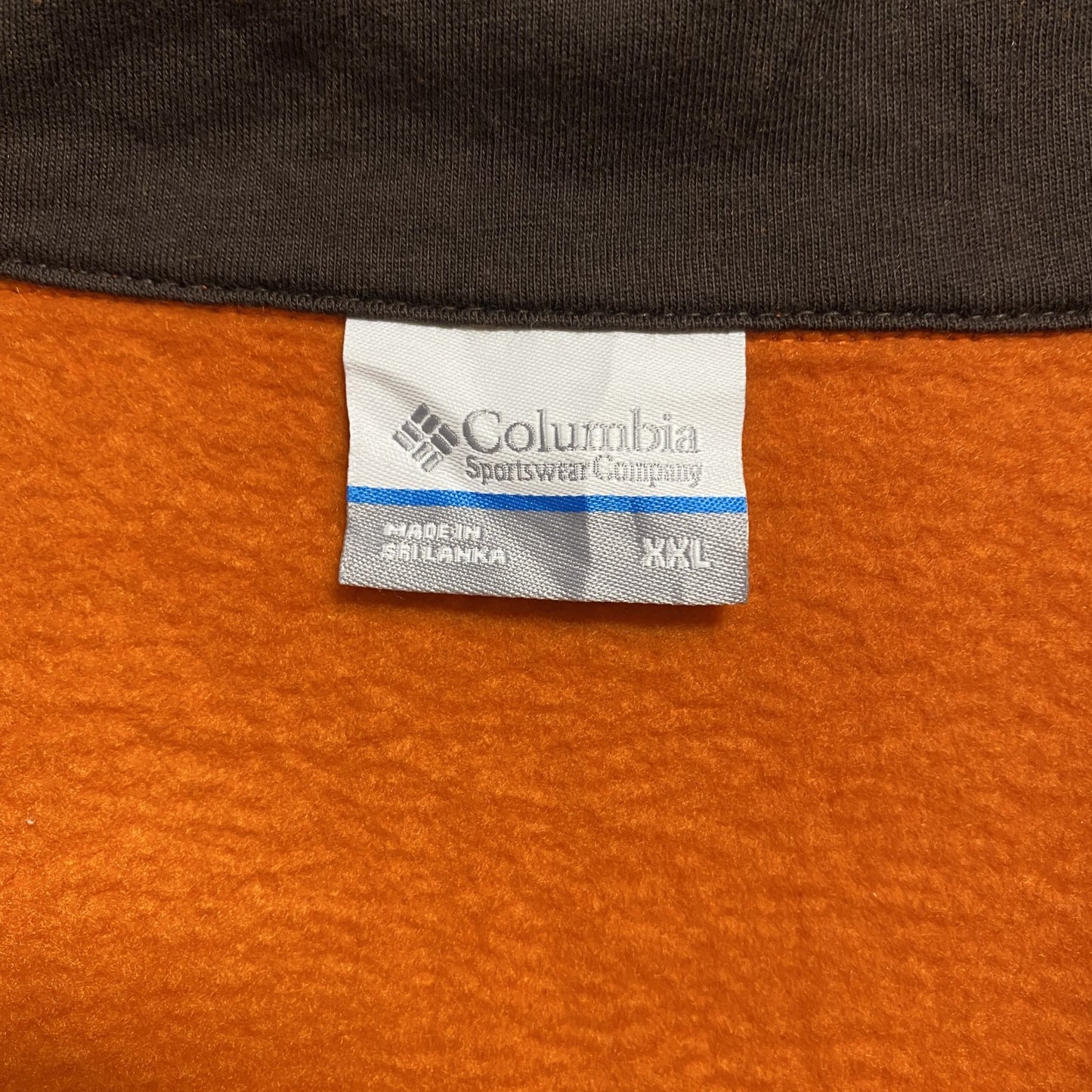 古着 used Columbia コロンビア 長袖ハーフジップワンポイントロゴ刺繍スウェット トレーナー オレンジ XXLサイズ