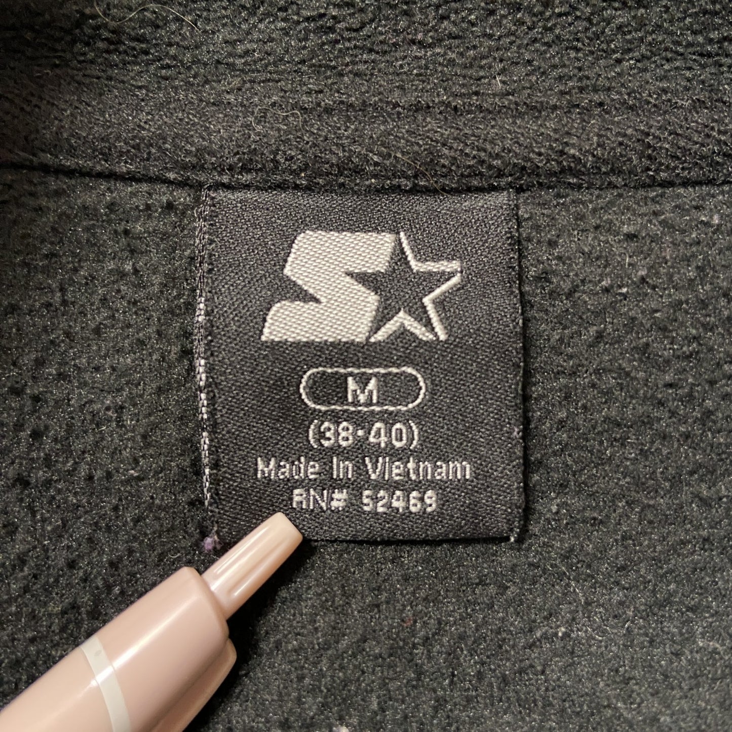 古着 used STARTER スターター 長袖ハイネックフリースジャケット フルジップアウター ロゴプリント 黒 Mサイズ