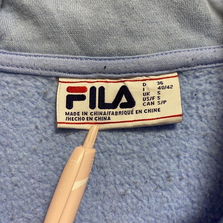 古着 used FILA フィラ 長袖ハーフジップ切り替えスウェット トレーナー ハイネック ワンポイント刺繍 秋冬服 Sサイズ