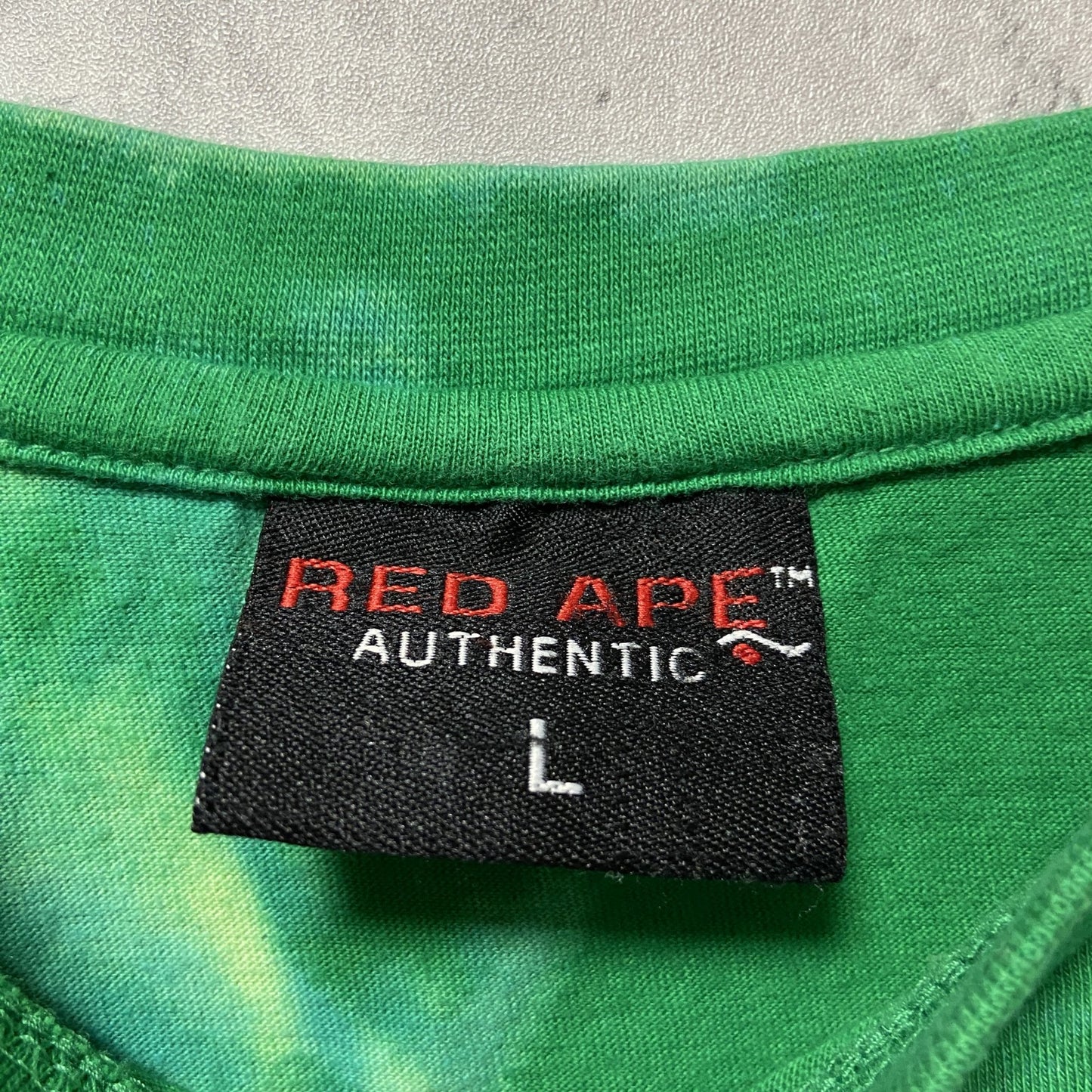 古着 used RED APE AUTHENTIC 半袖タイダイ柄プリントTシャツ 緑 グリーン レトロ 個性的 Lサイズ