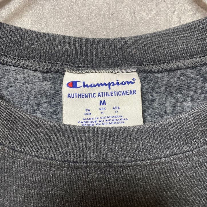 古着 used Champion チャンピオン 長袖カレッジプリントスウェット トレーナー グレー オーバーサイズ XLサイズ