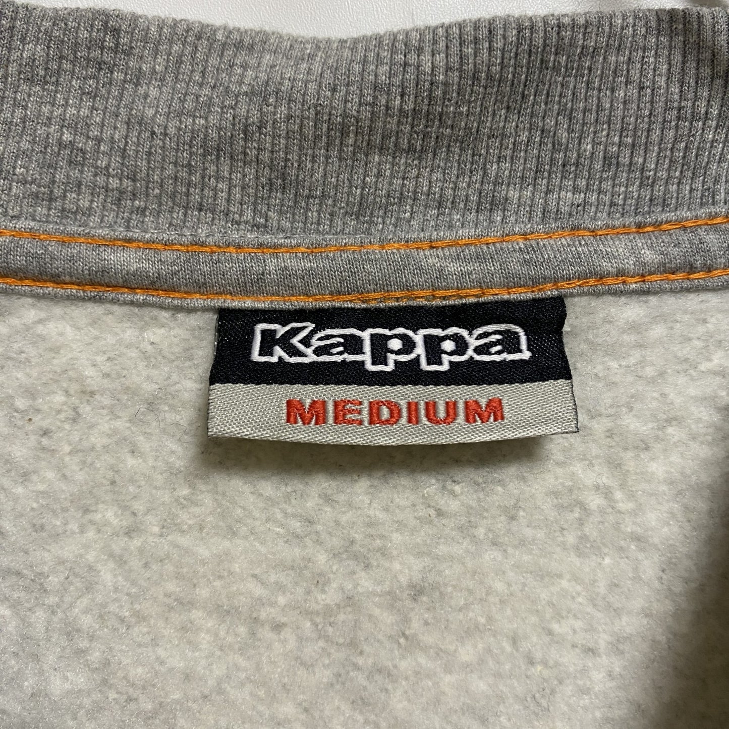 古着 used Kappa カッパ 長袖フロントビッグプリントスウェット トレーナー クルーネック グレー レトロ Mサイズ