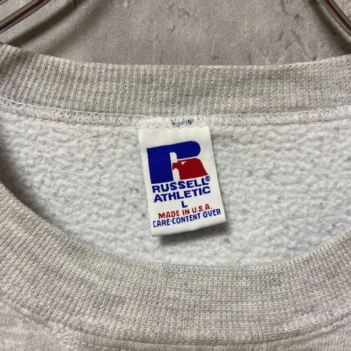 古着 used 90s RUSSELL ラッセル 長袖刺繍スウェット トレーナー ヴィンテージ USA製 霜降りカラー Lサイズ