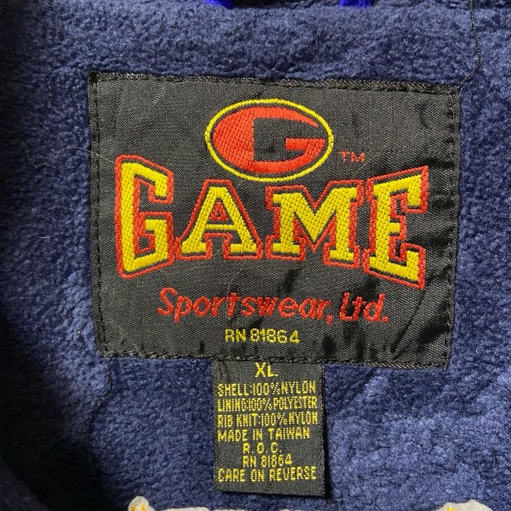 古着 used GAME SPORTSWEAR 長袖裏フリースナイロンジャケット アウター ワッペン ビックシルエット XLサイズ