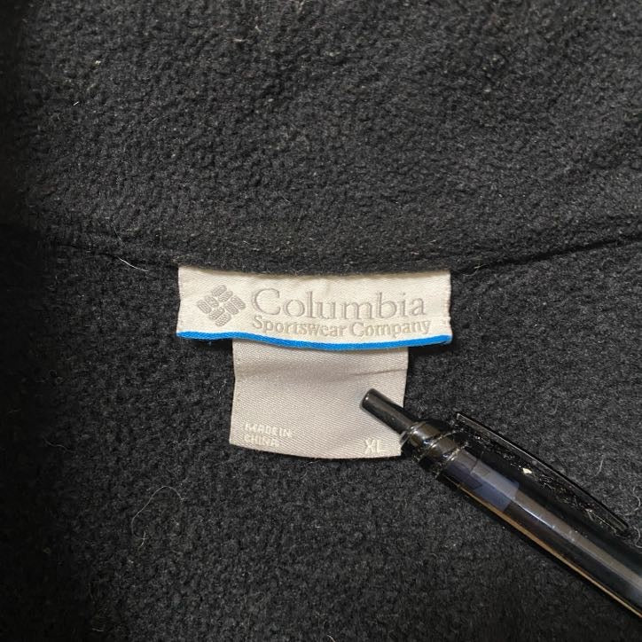 古着 used Columbia コロンビア 長袖フリースジャケット ジップアップアウター ハイネック 黒 ブラック XLサイズ