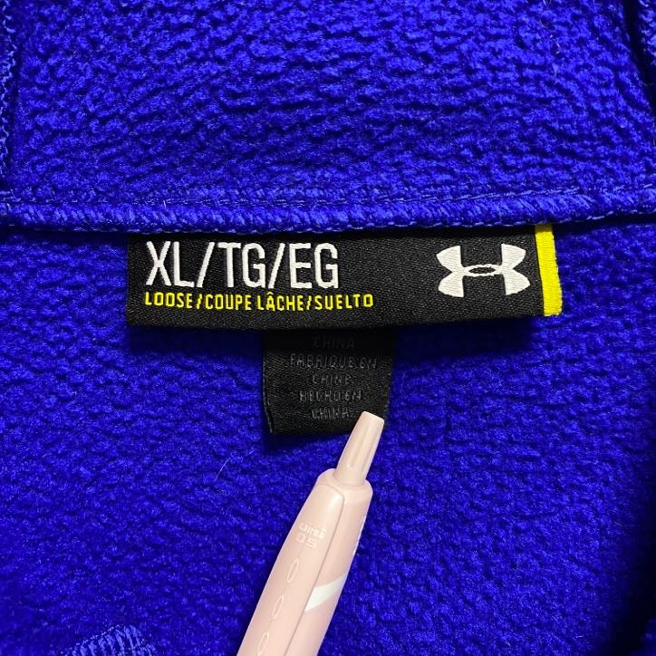 古着 used Under Armor 長袖ロゴ刺繍トラックジャケット ジャージパーカー 青 秋冬服 ビッグシルエット XLサイズ