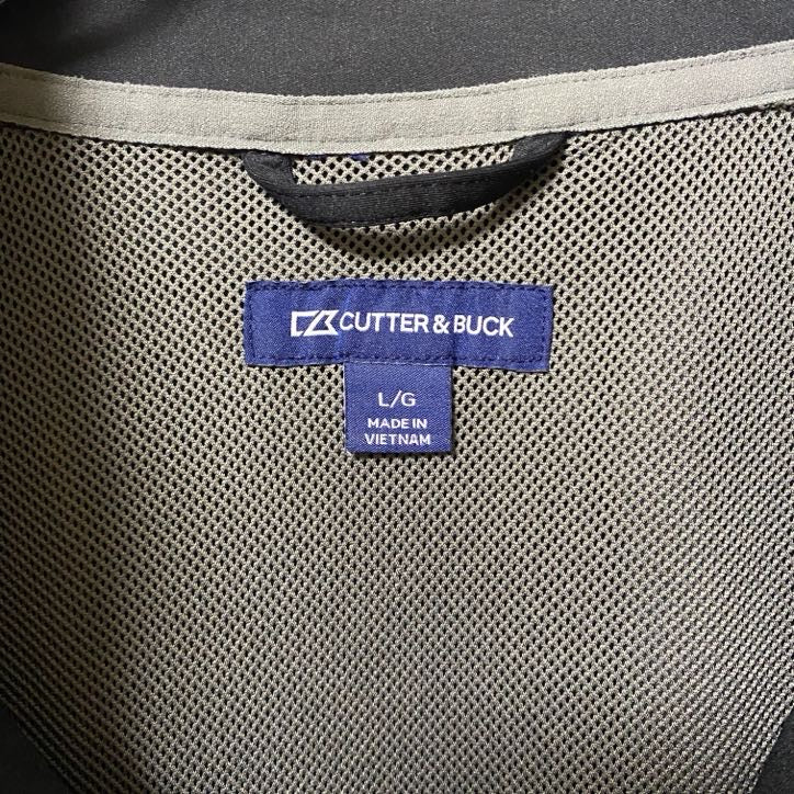古着 used CUTTER&BUCK 長袖ナイロンジャケット ワンポイント刺繍 ライトアウター 黒 ブラック Lサイズ