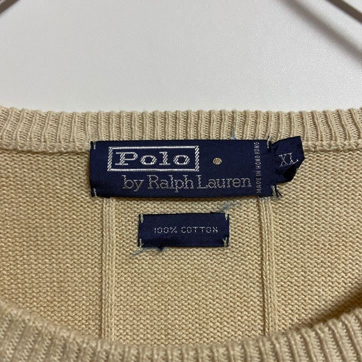 古着 used Polo by Ralph Lauren ポロバイラルフローレン 長袖ワンポイントロゴ刺繍ニット XLサイズ