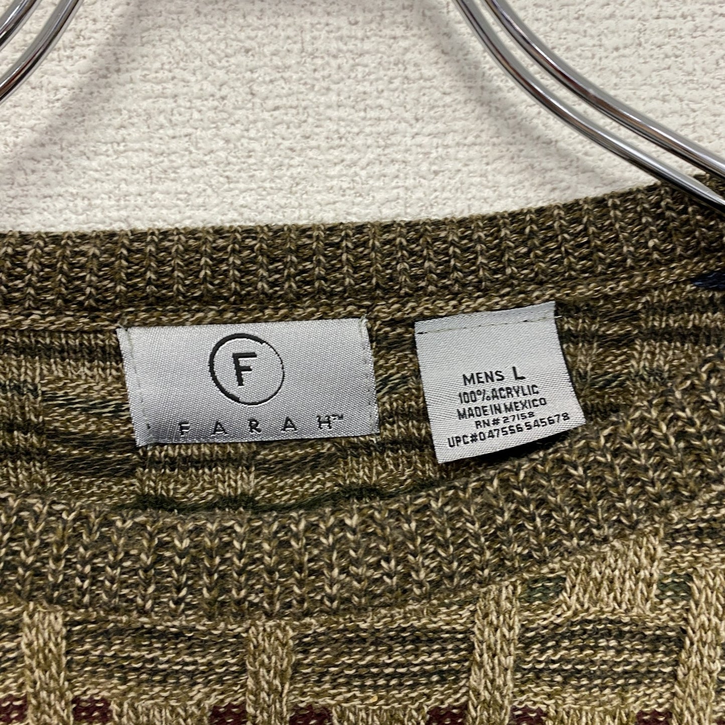 FARAH ファーラー アクリルニットセーター 総柄 茶色 ブラウン Lサイズ
