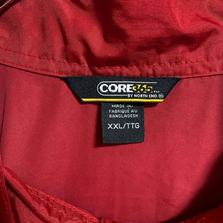 古着 used CORE365 長袖ナイロンジャケット ワンポイント刺繍 赤 レッド ビックシルエット XXLサイズ