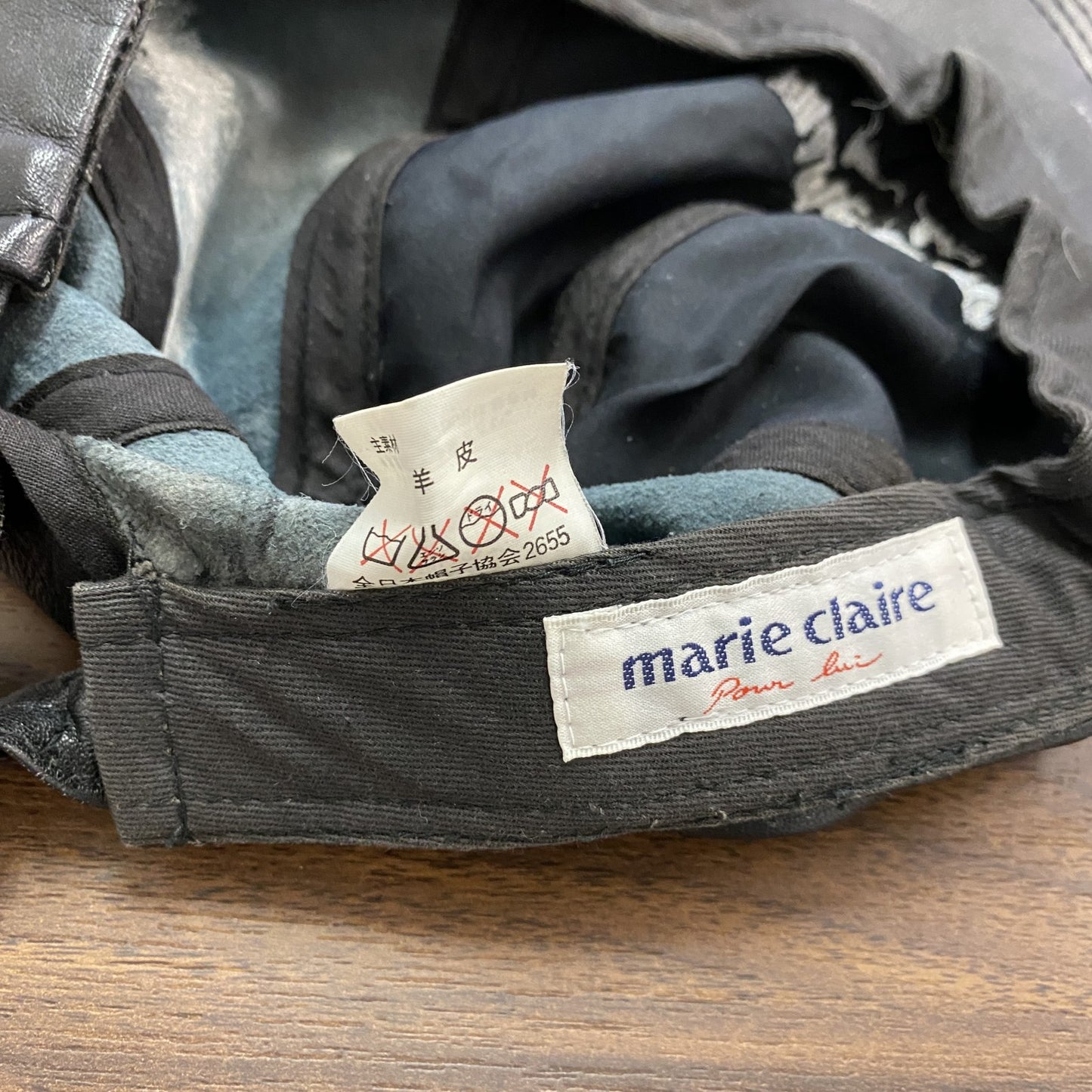 marie claire マリクレール 6パネルキャップ ベースボールレザーキャップ 黒 ブラック
