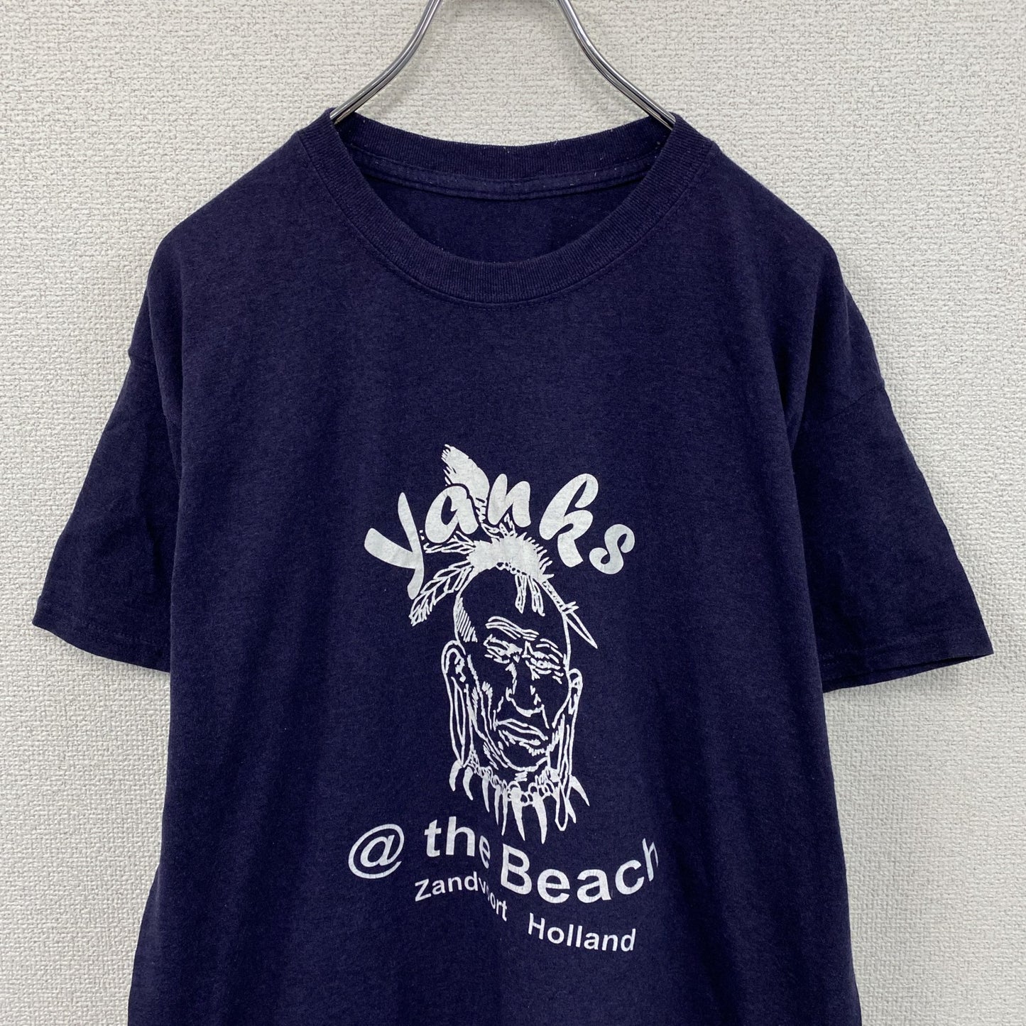 Yanks Indian Club 半袖プリントTシャツ インディアン 両面プリント 紺 ネイビー