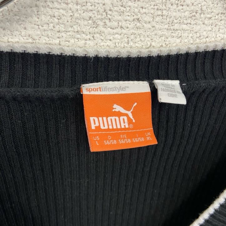PUMA プーマ ニットセーター 刺繡ロゴ 黒 ブラック Lサイズ