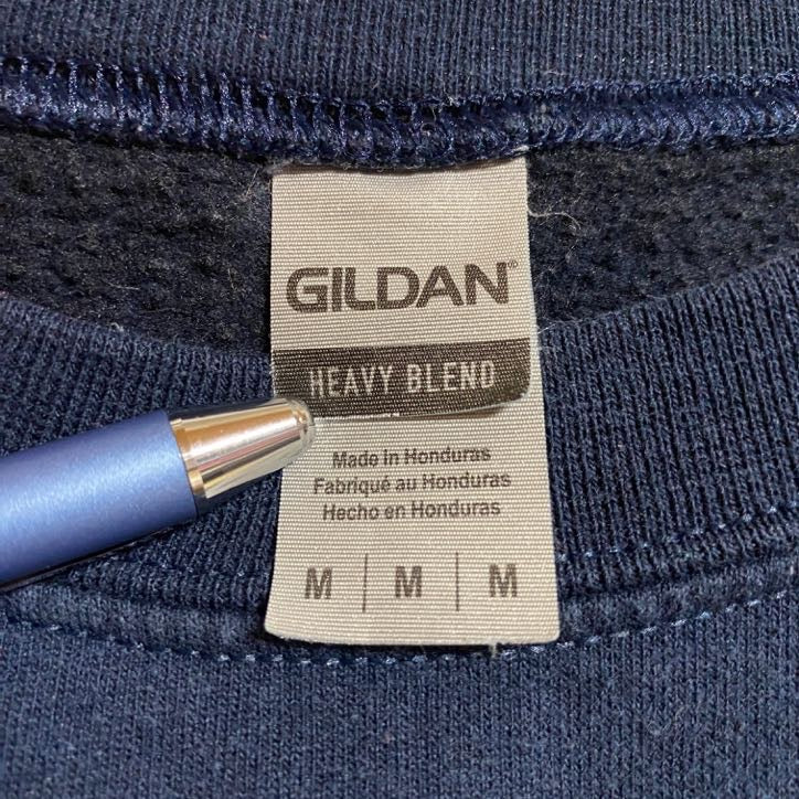 古着 used GILDAN ギルダン 長袖プリントスウェット トレーナー クルーネック bobcat ネイビー 秋冬服 Mサイズ