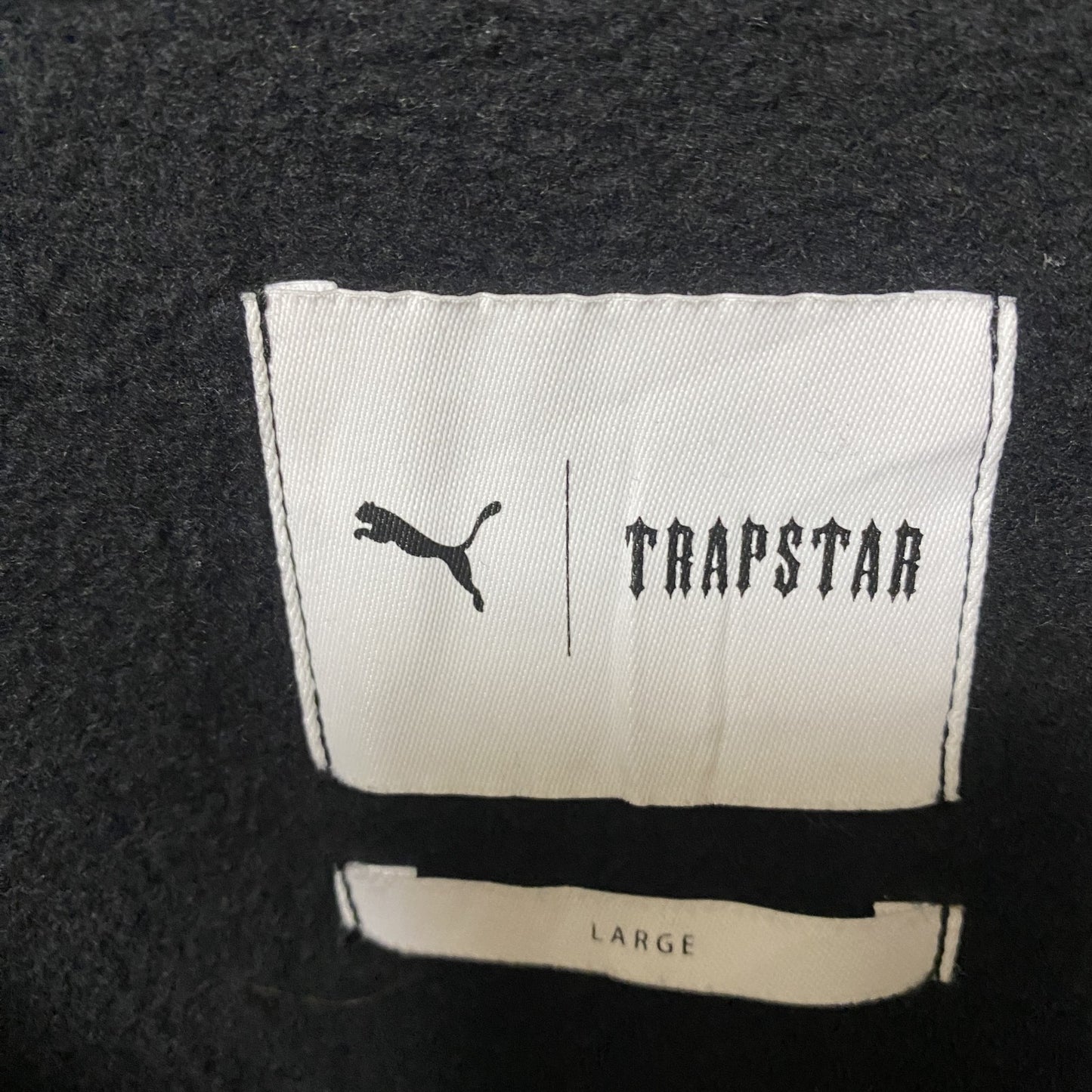 古着 used PUMA TRAPSTAR 長袖クルーネックスウェット トレーナー 裏起毛 ミリタリー ブラック Lサイズ