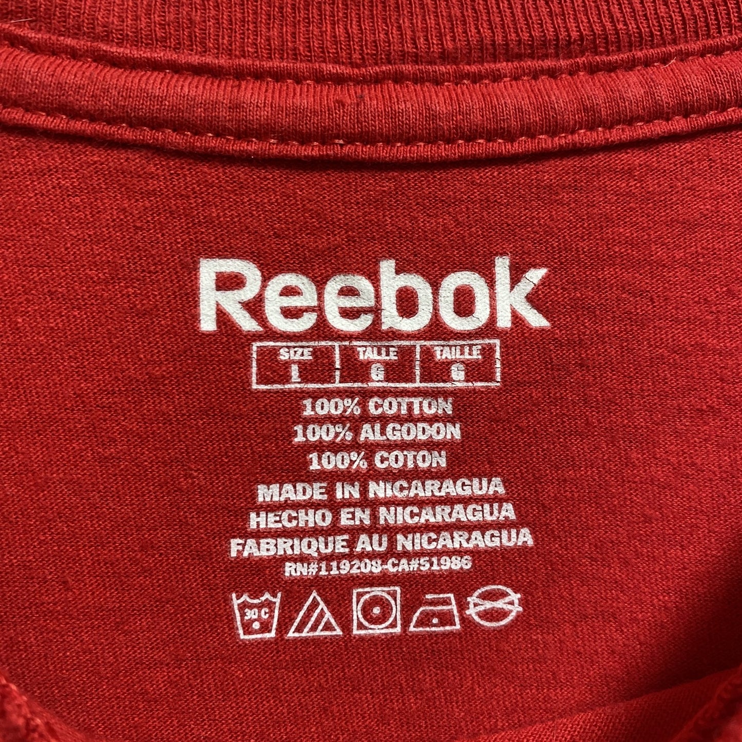 古着 used Reebok リーボック NFL シカゴブラックホークス 半袖プリントTシャツ アメフト 赤 バックプリント