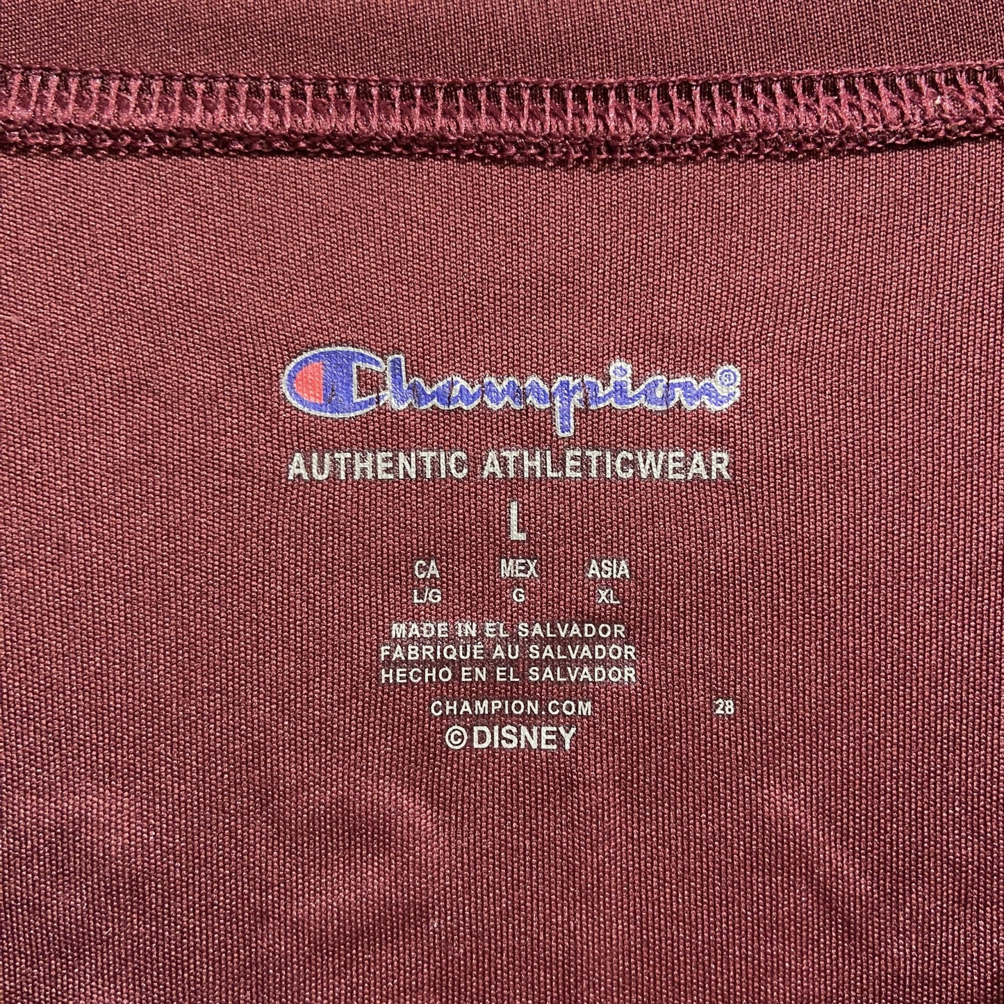 古着 used Champion チャンピオン Disney ディズニー ミッキーマウス 長袖プリントTシャツ ワインレッド