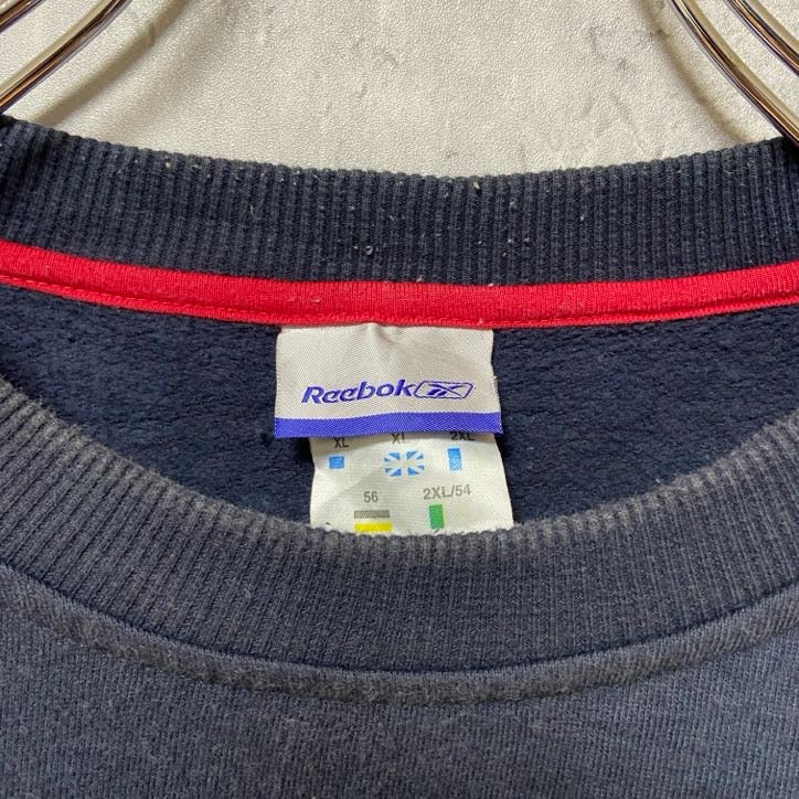 古着 used 90s Reebok リーボック 長袖ビックロゴ刺繍スウェット トレーナー 黒 ビックシルエット XLサイズ
