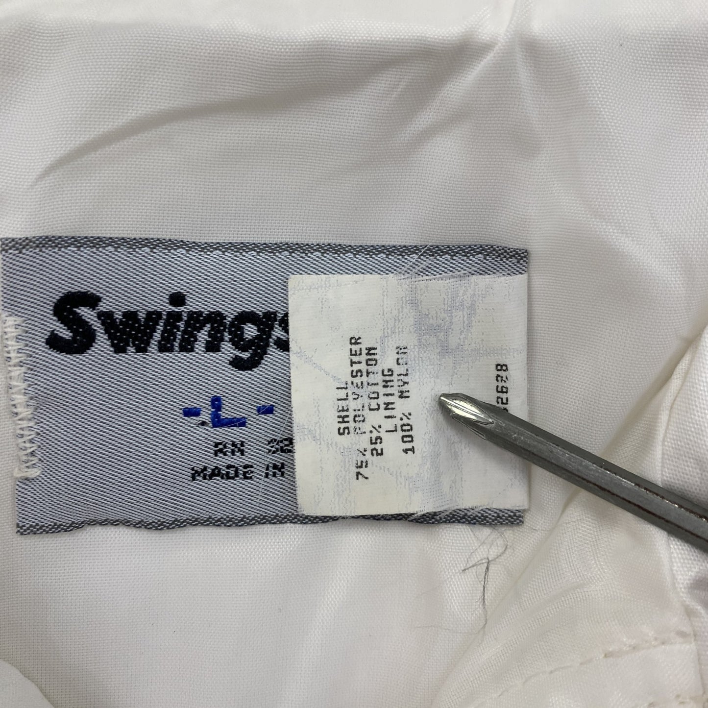 Swingster スイングスター ブルゾン/スイングトップ カレッジロゴ 白 ホワイト Lサイズ