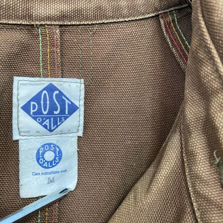 POST OVERALLS ポストオーバーオールズ ダックカバーオール チンストラップ 茶色 ブラウン Mサイズ