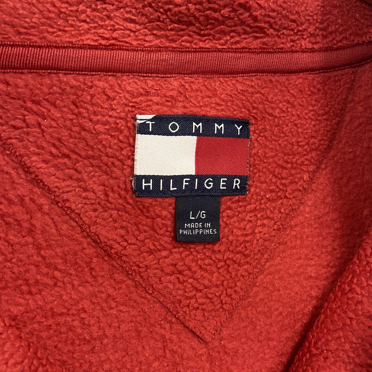 TOMMY HILFIGER トミーヒルフィガー ハーフジップフリースプルオーバー 赤 レッド Lサイズ