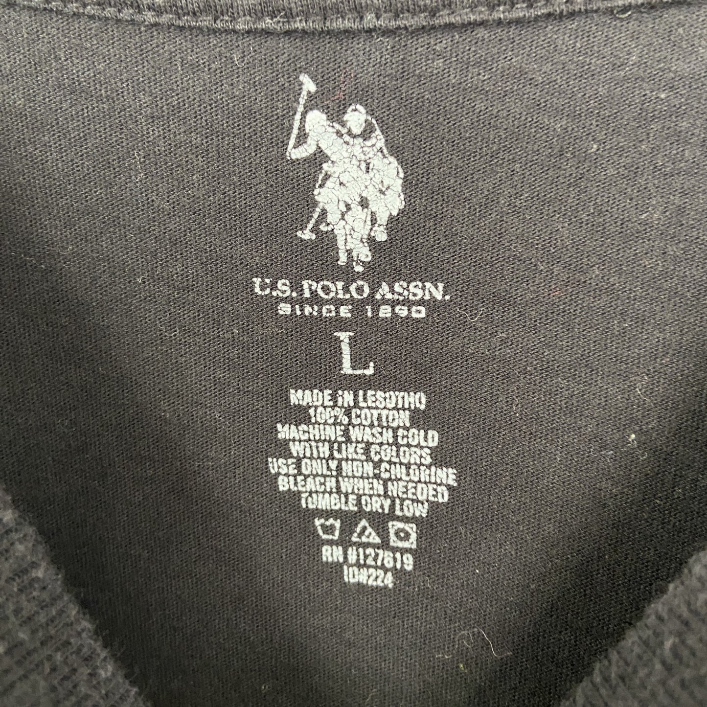 古着 used U.S.POROASSN ユーエスポロアッスン 半袖クルーネックTシャツ 無地 ワンポイントロゴ 黒 Lサイズ