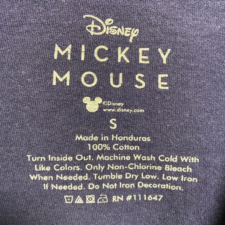 古着 used Disney ディズニー Mickey ミッキー 半袖プリントTシャツ ネイビー キャラクター クルーネック