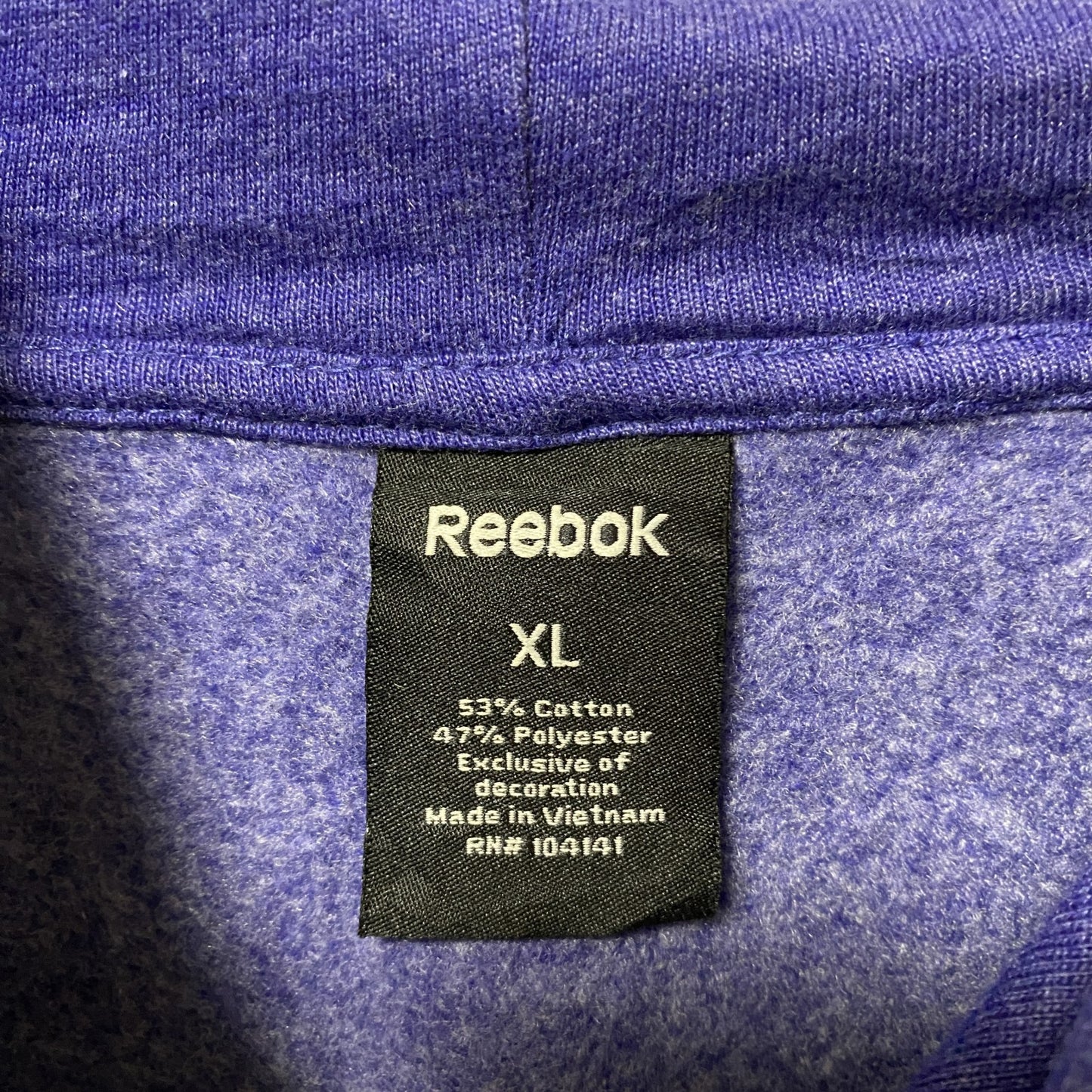 古着 used Reebok リーボック 長袖ラグランスリーブプルオーバーパーカー フーディー ノームコア ブルー XLサイズ