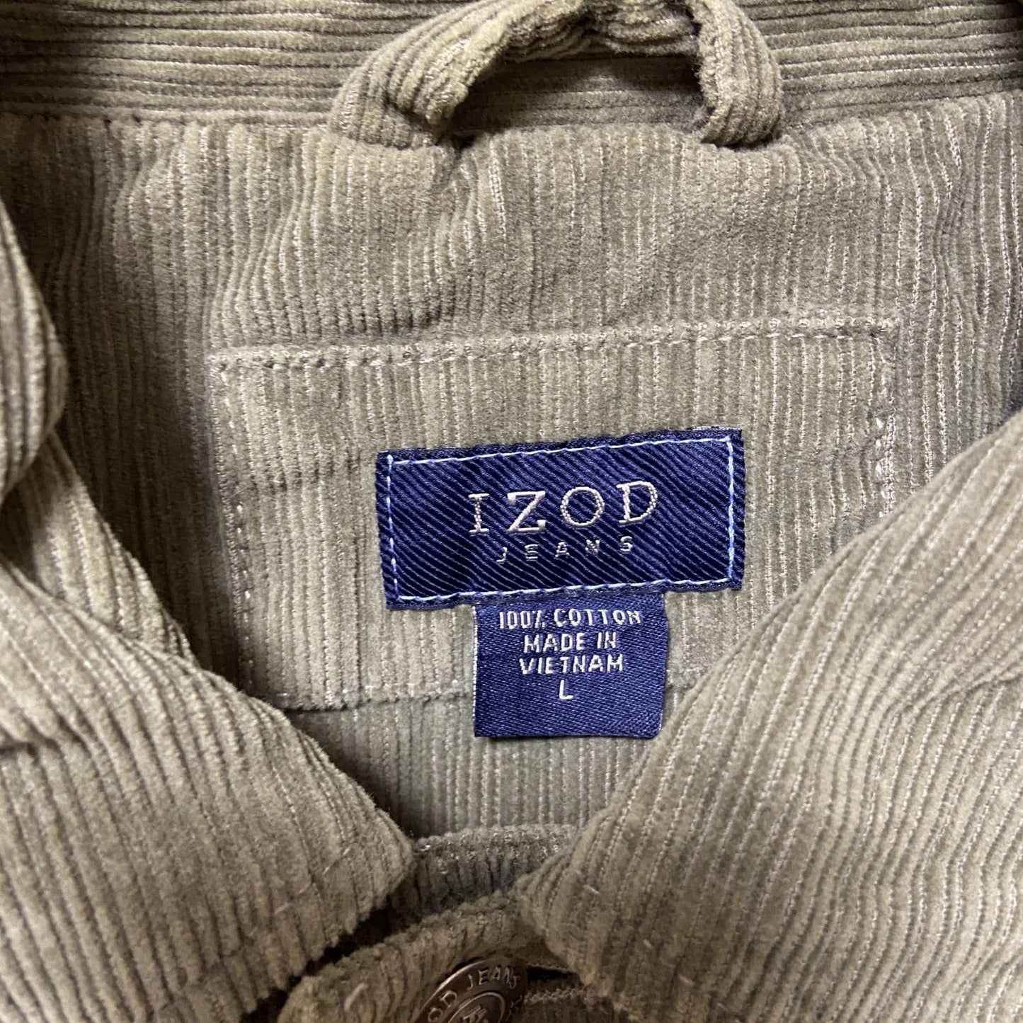 古着 used IZOD JEANS アイゾッド 長袖コーデュロイデニムジャケット アウター カーキ アースカラー Lサイズ