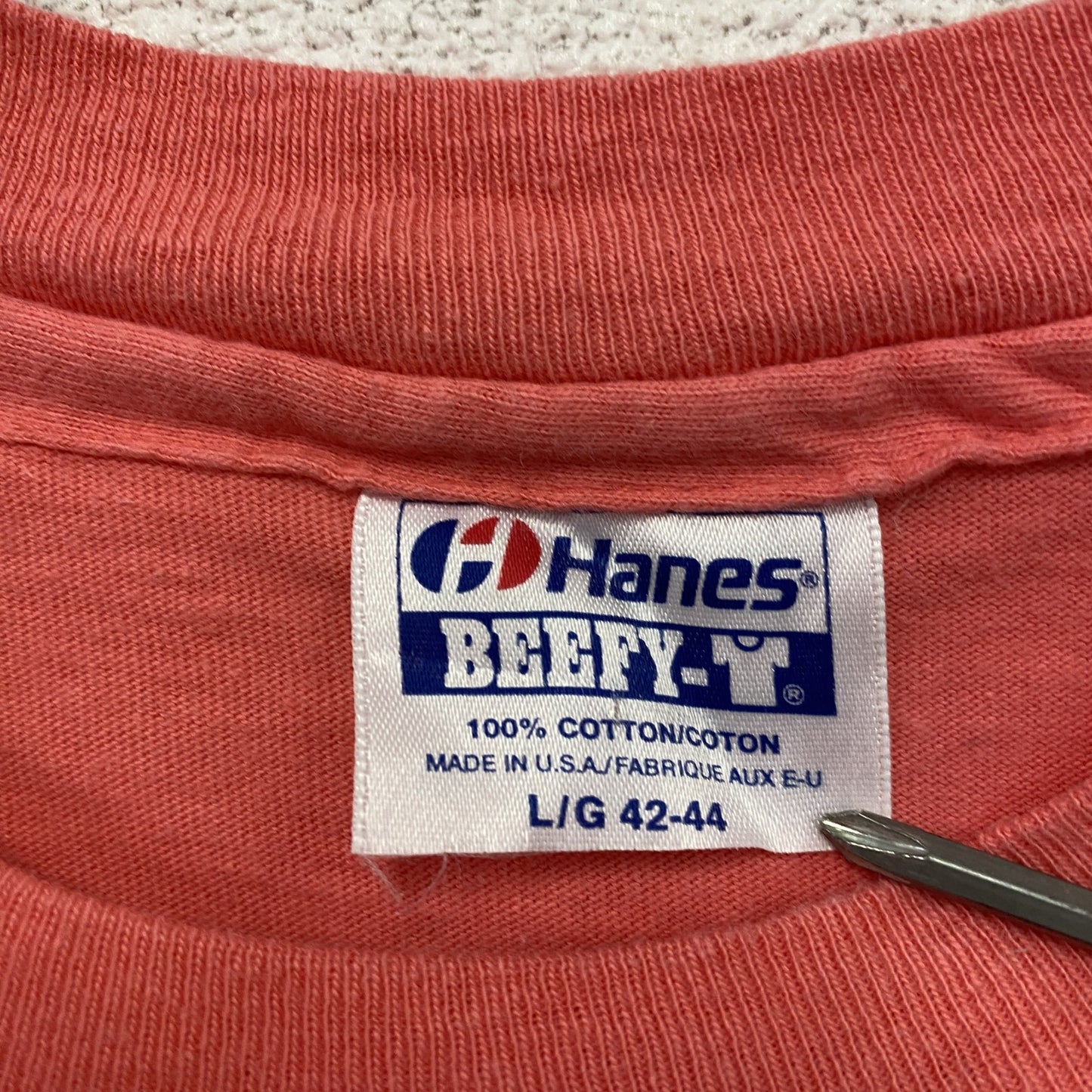 Hanes ヘインズ BEEFY-T 半袖プリントTシャツ シングルステッチ 赤 レッド Lサイズ