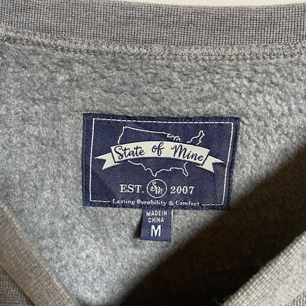 古着 used State of mine 長袖ロゴプリント刺繍スウェット トレーナー TEXAS グレー 秋冬服 Mサイズ