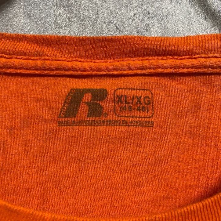 古着 used RUSSELL Auburn University 半袖カレッジロゴプリントTシャツ オレンジ XLサイズ