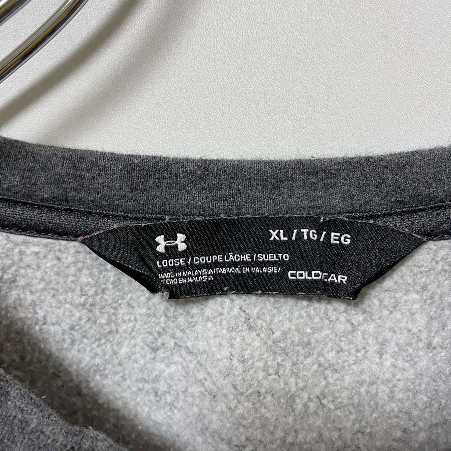 古着 used UNDER ARMOUR アンダーアーマー 長袖クルーネックロゴスウェット オーバーサイズ グレー XLサイズ