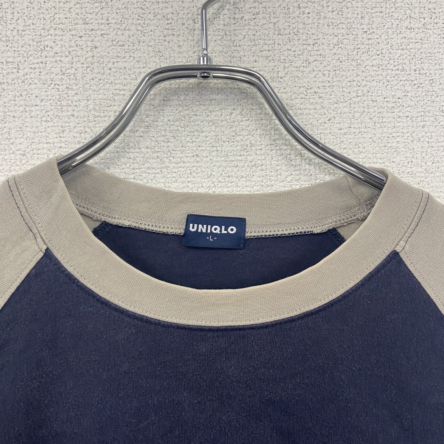 90s~ OLD UNIQLO オールドユニクロ 長袖Tシャツ/ロンT ラグランスリーブ 紺 ネイビー Lサイズ