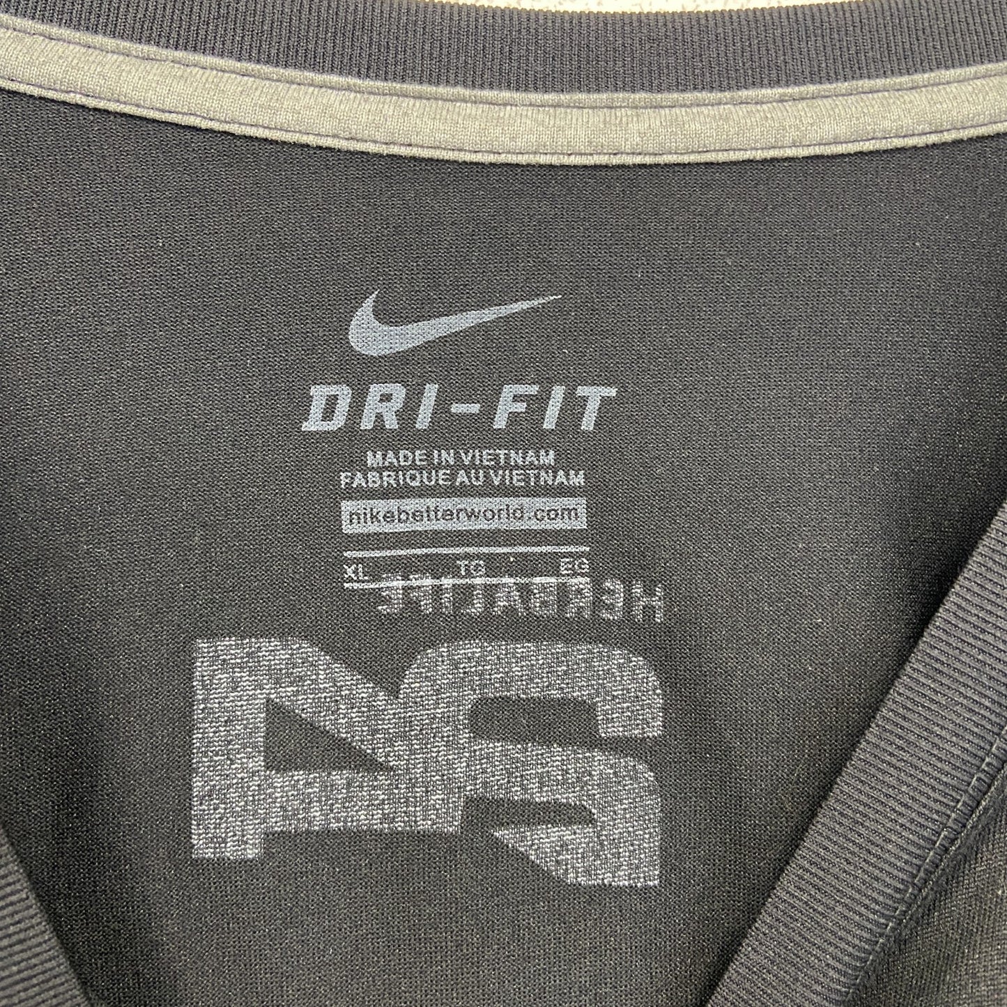 古着 used NIKE ナイキ 半袖プリントTシャツ DRI-FIT クルーネック スウッシュロゴ 黒 ブラック XLサイズ