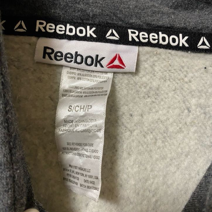 Reebok リーボック スウェットパーカー/フーディー デカロゴ スポーティー 灰色 ダークグレー Sサイズ