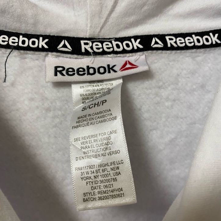 Reebok リーボック スウェットパーカー/フーディー デカロゴ 白 ホワイト Sサイズ
